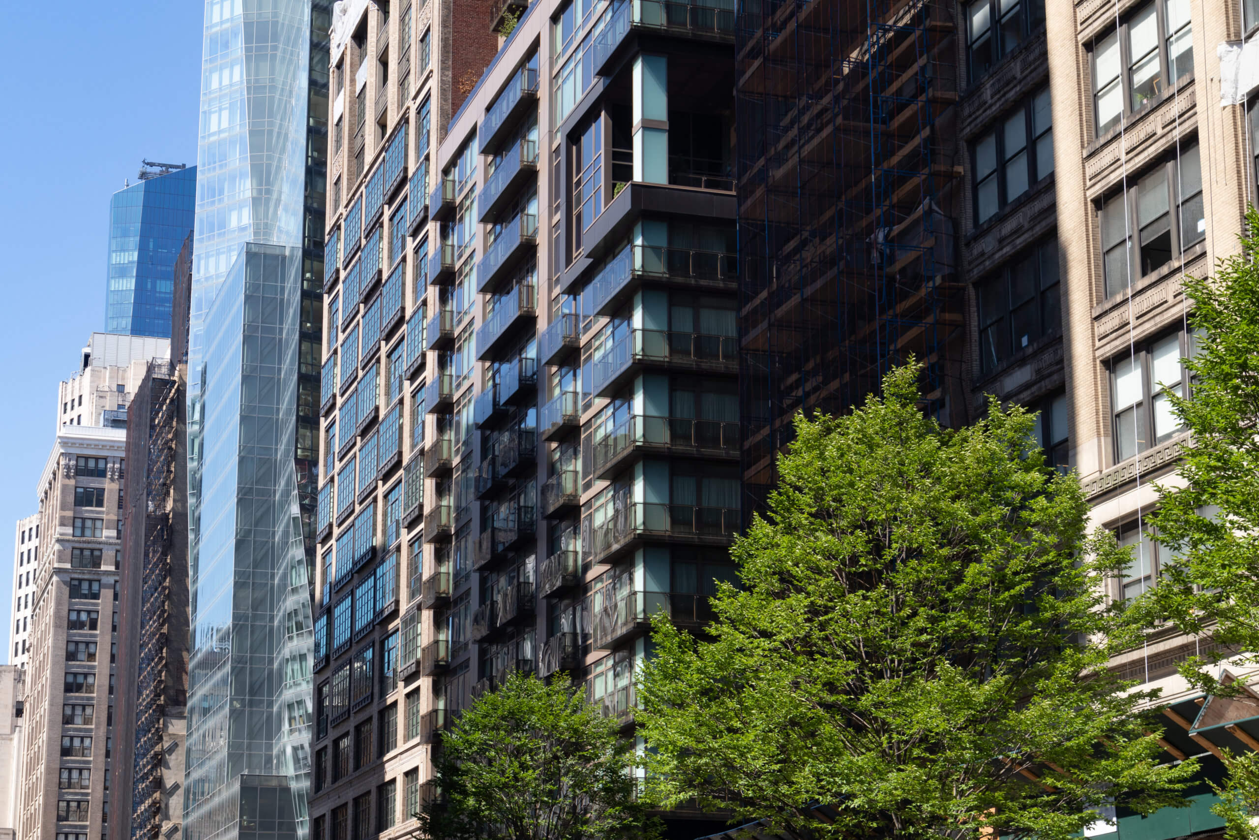 row of co-op buildings